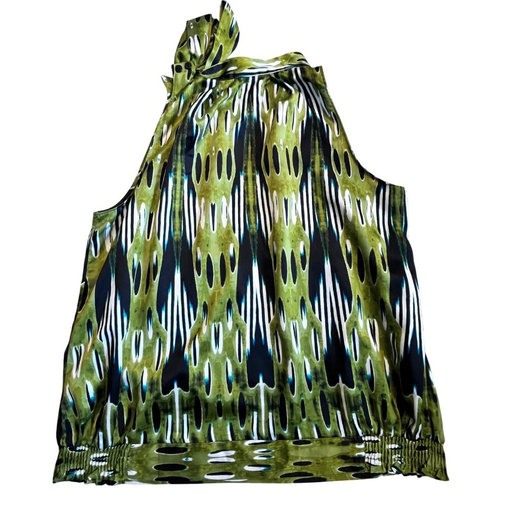 Worthington Woman 1X Green & Black Halter Top With Bow - Picture 7 of 9